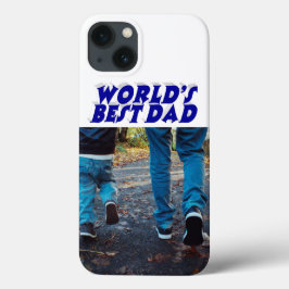 Funda Para iPhone 13 Best Dad photo blue 3d text