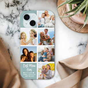 Funda Para iPhone 15 Best Mom Ever Collage 6 Photos of Children's