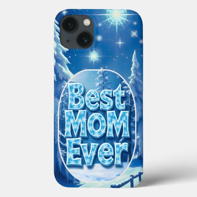 Funda De Case-Mate Para iPhone Best Mom Ever Snowy Scene iPhone Case (Reverso)