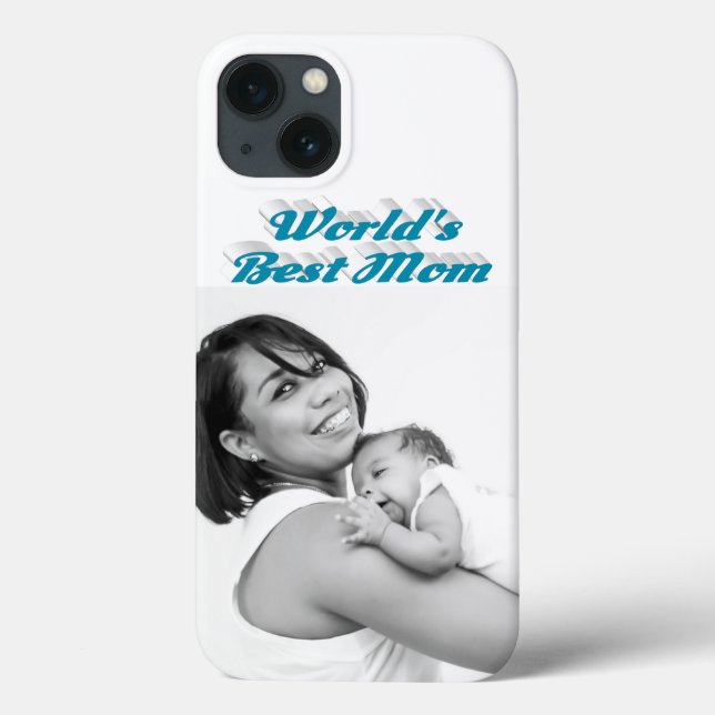 Funda De Case-Mate Para iPhone Best Mom photo sky blue text (Reverso)