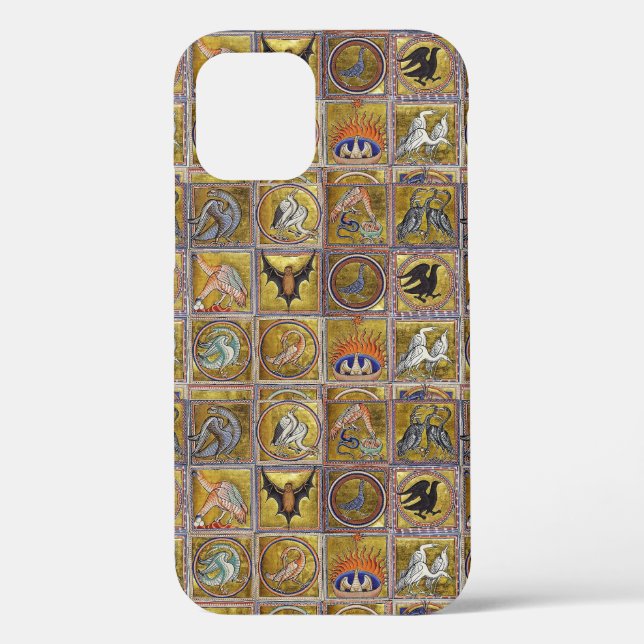 FUNDA DE Case-Mate PARA iPhone BESTIARIO MEDIEVAL, ANIMALES FANTÁSTICOS, AZUL ROJ (Reverso )