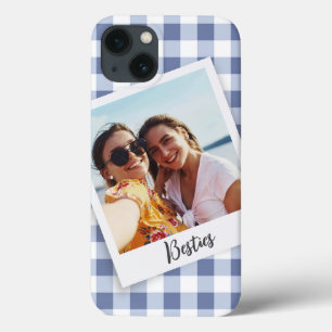 Funda Para iPhone 13 Besties Instant Photo Blue Checker