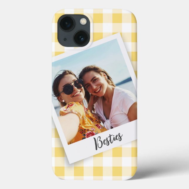 Funda De Case-Mate Para iPhone Besties Instantáneo Photo Yellow Checker (Reverso)