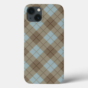 Funda Para iPhone 13 Bias Plaid in Blue and Brown