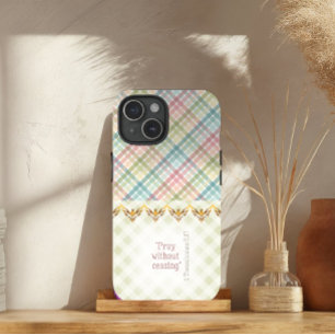 Funda Para iPhone 15 Biblia de la paloma de oro de cuadros pastel y ver