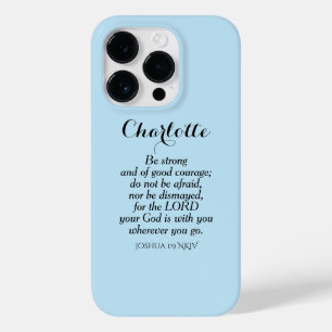 Funda Para iPhone 14 Pro De Case-Mate Biblia de valor azul claro Verse nombre personaliz