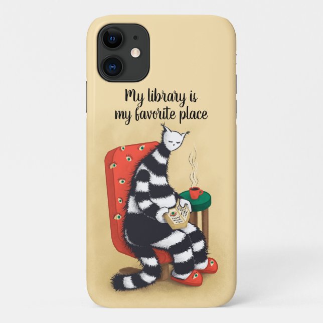 Funda De Case-Mate Para iPhone Biblioteca Cat Lover Libarian (Reverso)