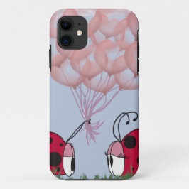 Funda Para iPhone 11 Bicho De Ladybug Adorable Con Bouquet De Globo Ros