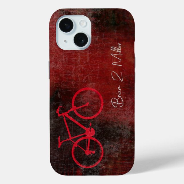 Funda De Case-Mate Para iPhone Bicicleta roja con nombre de guión (Reverso )