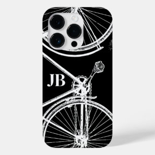 Funda Para iPhone 14 Pro De Case-Mate Bicicleta Vintage Monograma Negro Blanco Ciclismo