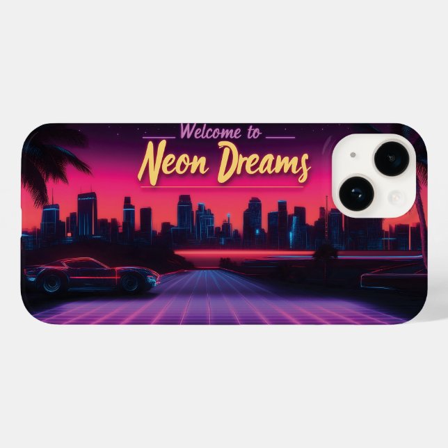 Funda De Case-Mate Para iPhone Bienvenidos a Neon Dreams - Retro Wave Cityscape (Reverso  (Horizontal))