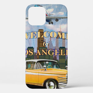 Funda Para iPhone 12 Bienvenidos al poster retro de Los Ángeles.