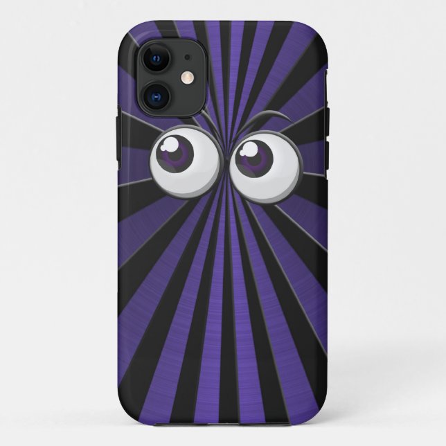 Funda De Case-Mate Para iPhone Big Eyeballs On Black and Purple Starburst (Reverso)