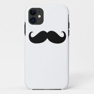 Funda Para iPhone 11 Bigote negro divertido en el fondo blanco
