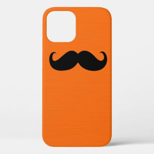 Funda Para iPhone 12 Pro Bigote negro divertido sobre fondo naranja