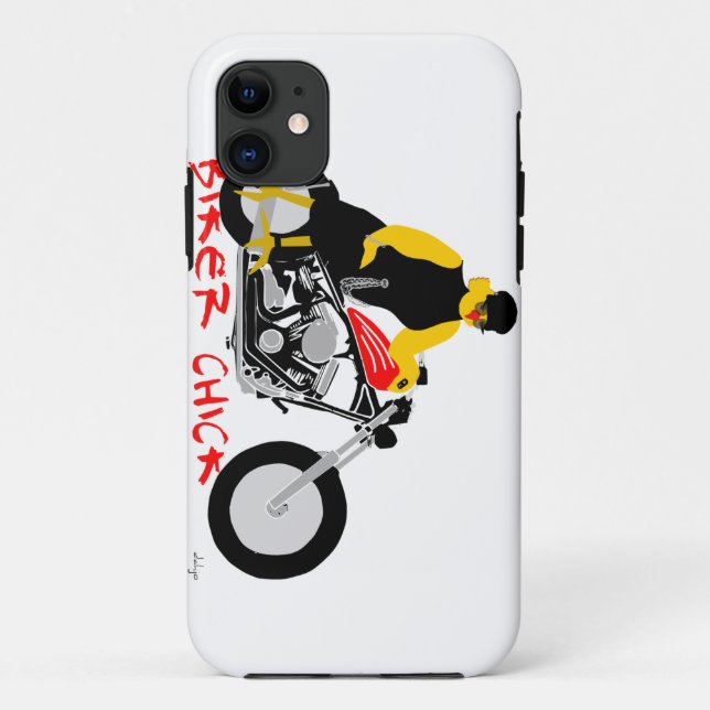 Funda De Case-Mate Para iPhone BIKER CHICK sentado en su motocicleta (Reverso)