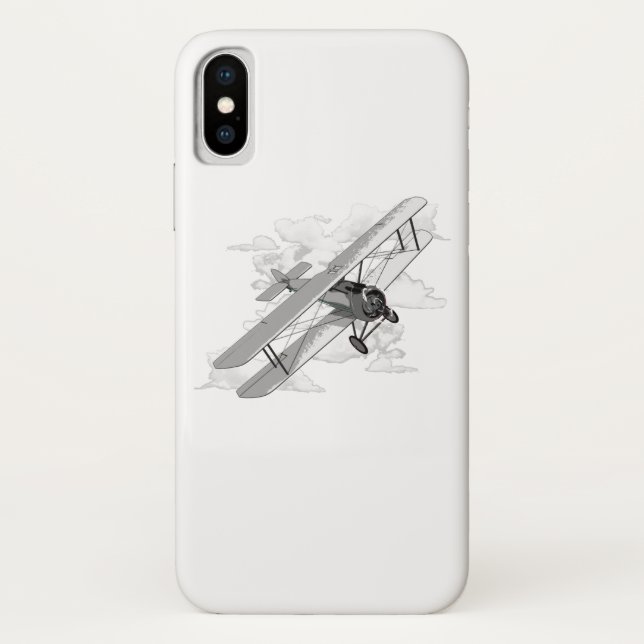 Funda De Case-Mate Para iPhone Biplano de aviación clásico (Reverso)