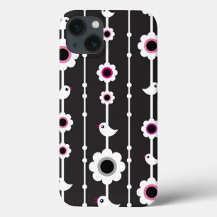 Funda Para iPhone 13 bird and flowers pattern