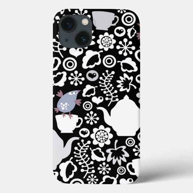 Funda De Case-Mate Para iPhone Birds and cups pattern (Reverso)