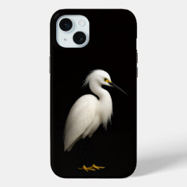 Funda Para iPhone 15 Mini Black 4 Luxe, Elegant Snowy Egret