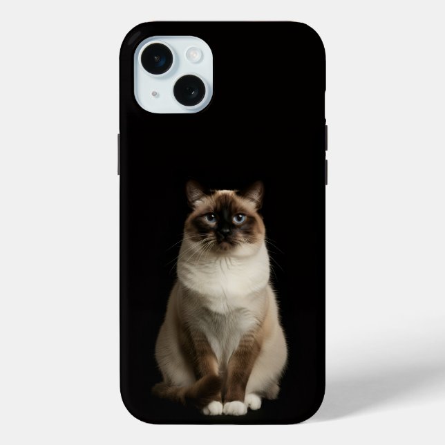 Funda De Case-Mate Para iPhone Black 4 Luxe, gato birmano iPhone 15 Plus (Reverso )