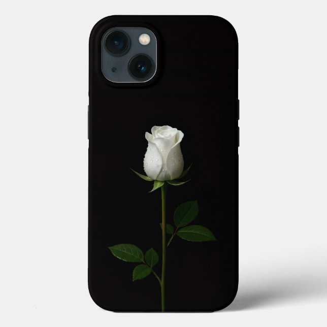 Funda De Case-Mate Para iPhone Black 4 Luxe iPhone 13, Pure White Rose (Reverso )