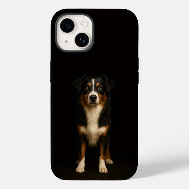 Funda De Case-Mate Para iPhone Black 4 Luxe iPhone 14 Mate, Aussie Shepherd (Reverso )