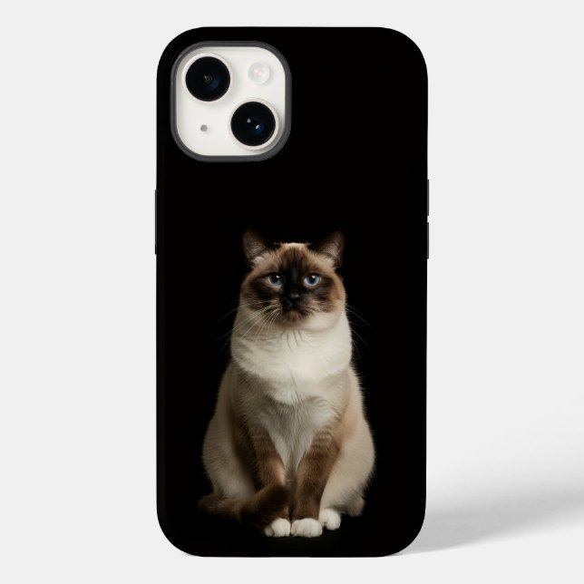 Funda De Case-Mate Para iPhone Black 4 Luxe iPhone 14 Mate, Birmanese Cat (Reverso )