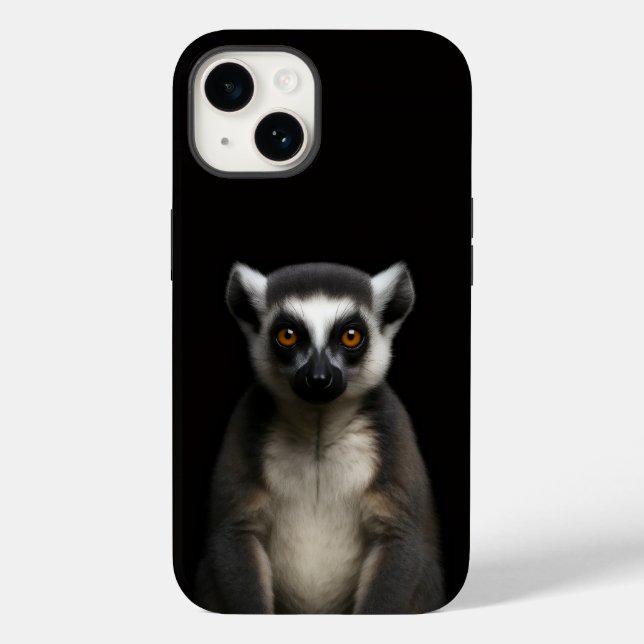Funda De Case-Mate Para iPhone Black 4 Luxe iPhone 14 Mate, Gentle Lemur (Reverso )