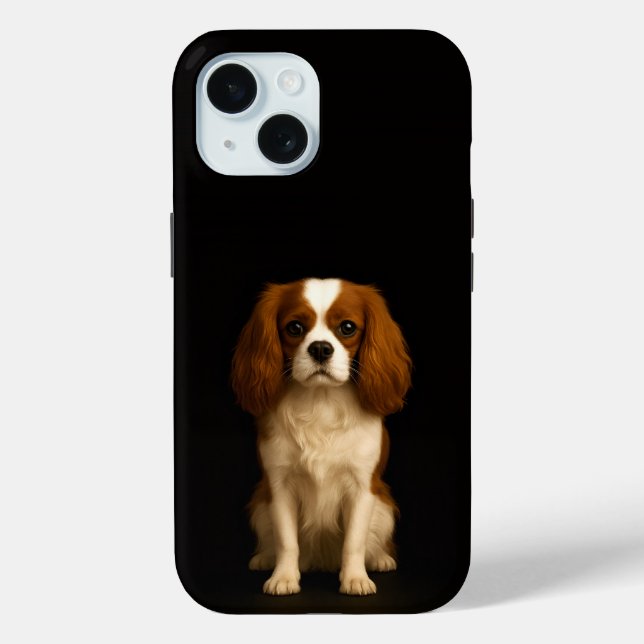 Funda De Case-Mate Para iPhone Black 4 Luxe iPhone 15 Case, Cavalier Spaniel (Reverso )