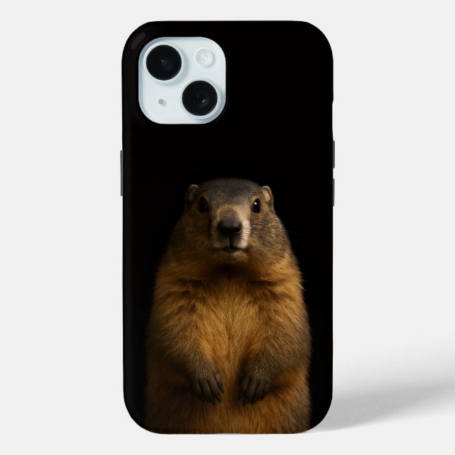 Funda De Case-Mate Para iPhone Black 4 Luxe iPhone 15 Case, Fluffy Marmot (Reverso )