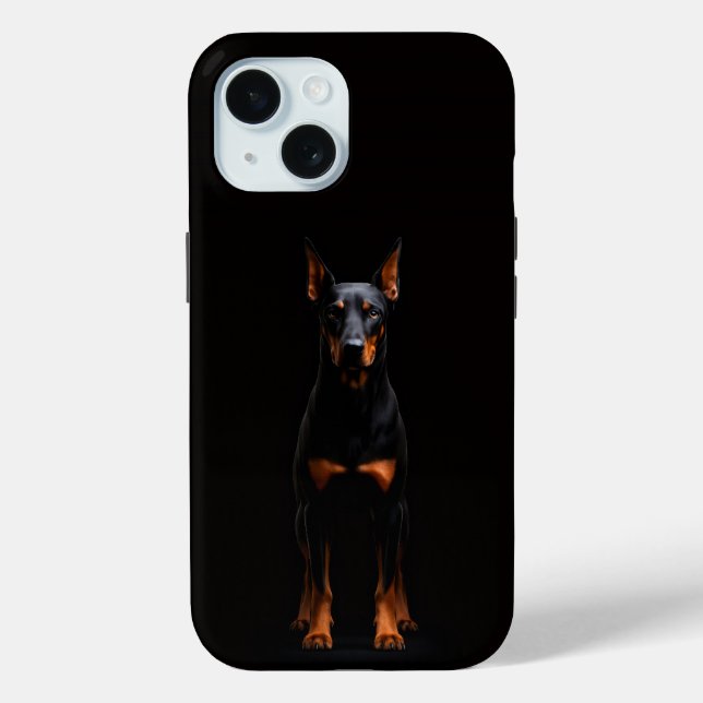 Funda De Case-Mate Para iPhone Black 4 Luxe iPhone 15 Case, Guardian Doberman (Reverso )