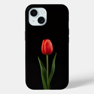 Funda Para iPhone 15 Black 4 Luxe iPhone 15 Case, Ruby Red Tulip