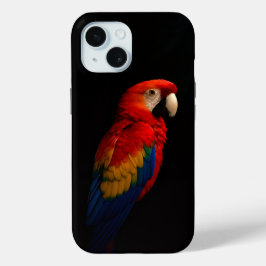 Funda Para iPhone 15 Black 4 Luxe iPhone 15 Funda-Mate, Scarlet Parrot
