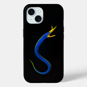 Funda Para iPhone 15 Black 4 Luxe iPhone 15 Mate, Anguila de Cinta Azul