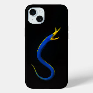Funda Para iPhone 15 Mini Black 4 Luxe iPhone 15 Plus, Anguila de Cinta Azul