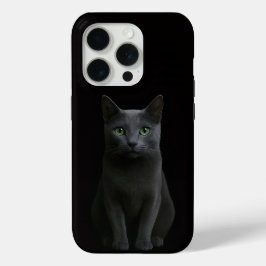 Funda Para iPhone 15 Pro Black 4 Luxe iPhone 15 Pro Mate, Russian Blue Cat