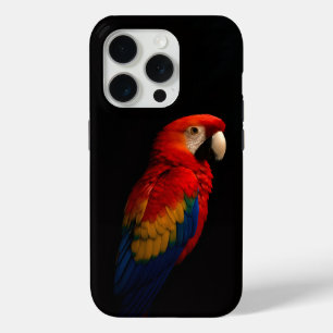 Funda Para iPhone 15 Pro Black 4 Luxe iPhone 15 Pro Mate, Scarlet Parrot