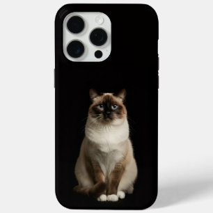 Funda Para iPhone 15 Pro Max Black 4 Luxe iPhone 15 Pro Max, Gato Birmano