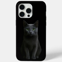 Funda Para iPhone 15 Pro Max Black 4 Luxe iPhone 15 Pro Max, Russian Blue Cat