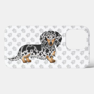 Funda Para iPhone 13 Pro Black And Tan Dapple Long Hair Dachshund Dog