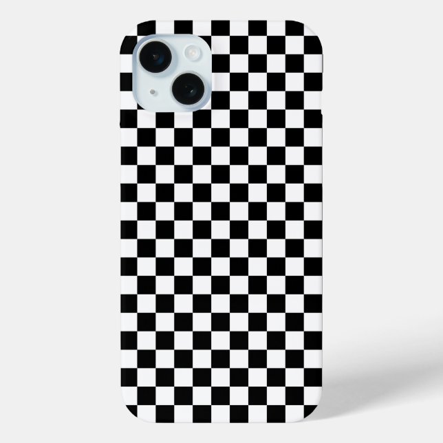 Funda De Case-Mate Para iPhone Black and white checkerboard pattern  (Reverso )