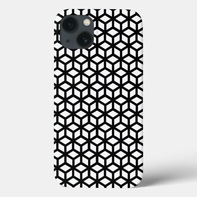 Funda De Case-Mate Para iPhone Black And White Cube Pattern (Reverso)