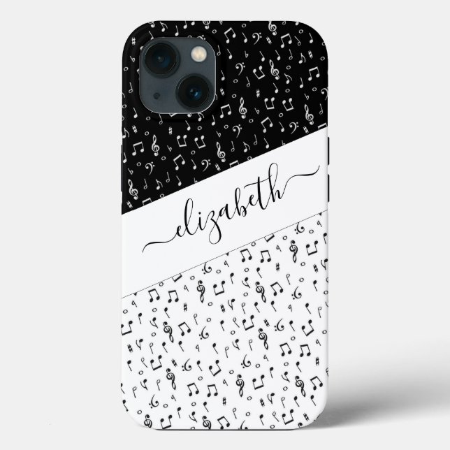 Funda De Case-Mate Para iPhone Black and white musical personalized   (Reverso )