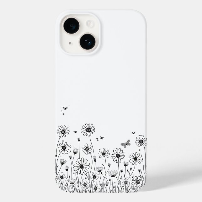 Funda De Case-Mate Para iPhone Black and White Wildflower iPhone 14 Cases (Reverso )