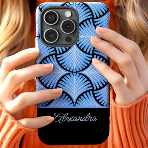 Funda Para iPhone 15 Black Blue Retro Años 20 Gatsby Palmas Nombre Scri