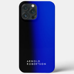 Funda Para iPhone 13 Pro Max Black Blue Trendy Modern Minimalista añadir tu nom