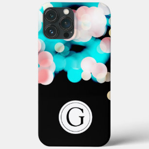 Funda Para iPhone 13 Pro Max Black Bokeh Monograma personalizado Iphone