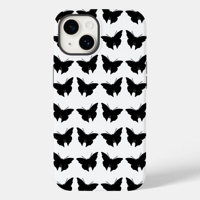 Funda De Case-Mate Para iPhone Black Bold Mod Butterflies (Reverso )
