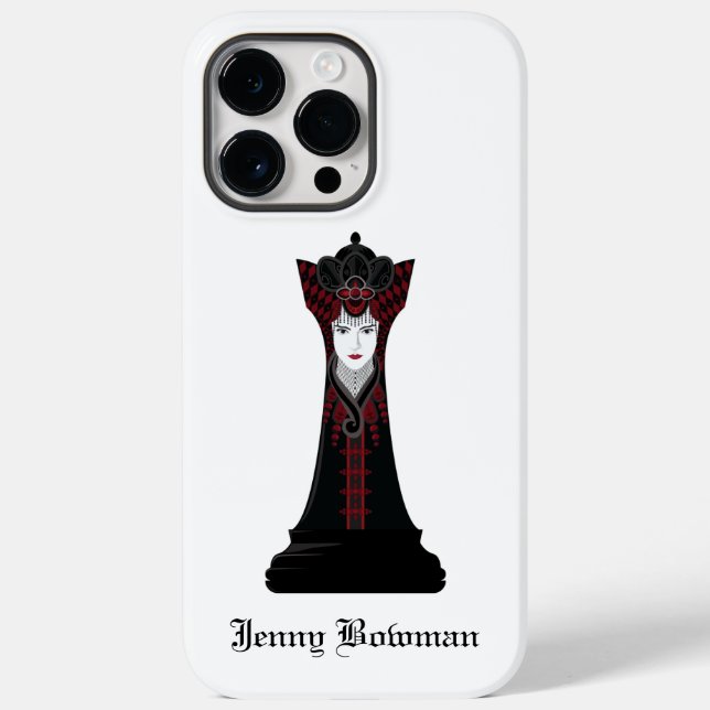 Funda De Case-Mate Para iPhone Black Chess queen / Personalized Name Funda-Mate i (Reverso )